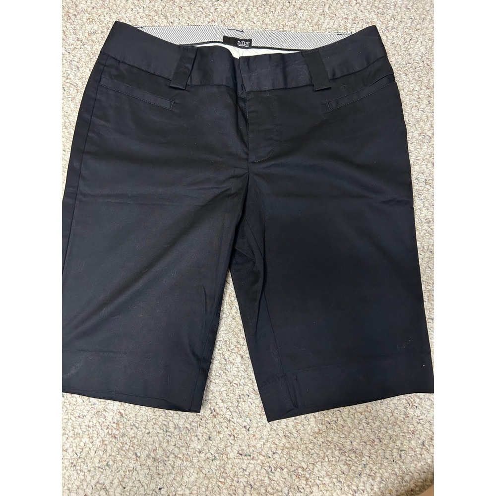 ana A New Approach Black Bermuda Shorts Womens 10 Stretch Cotton Knee Length